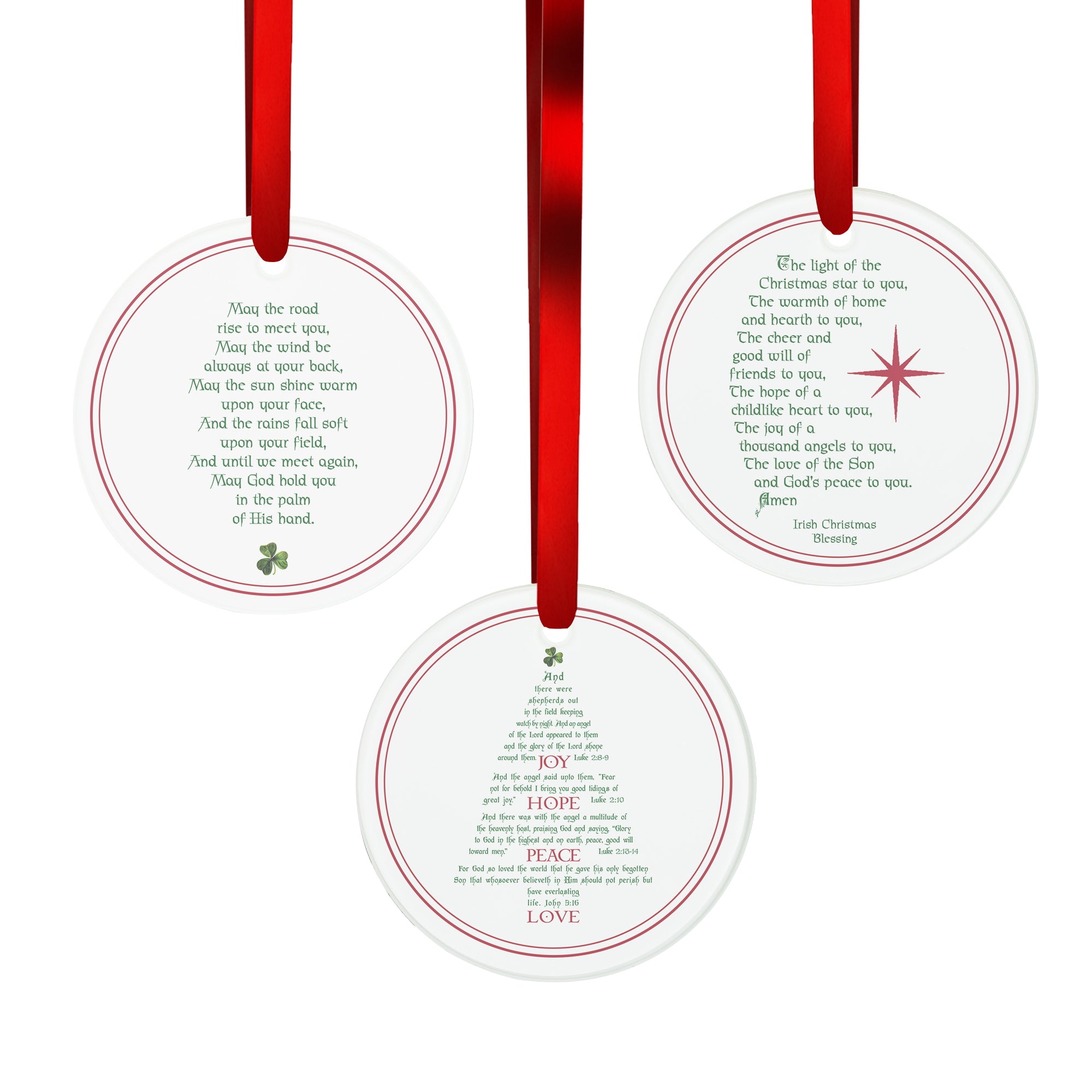 Irish Blessings Glass Ornament Collection - Set of 3