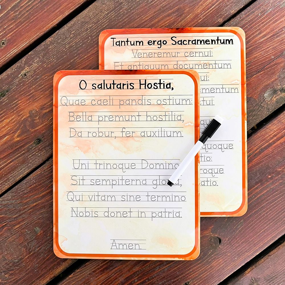 O Salutaris Hostia & Tantum Ergo Songs Tracing Dry-Erase Board Set & Marker