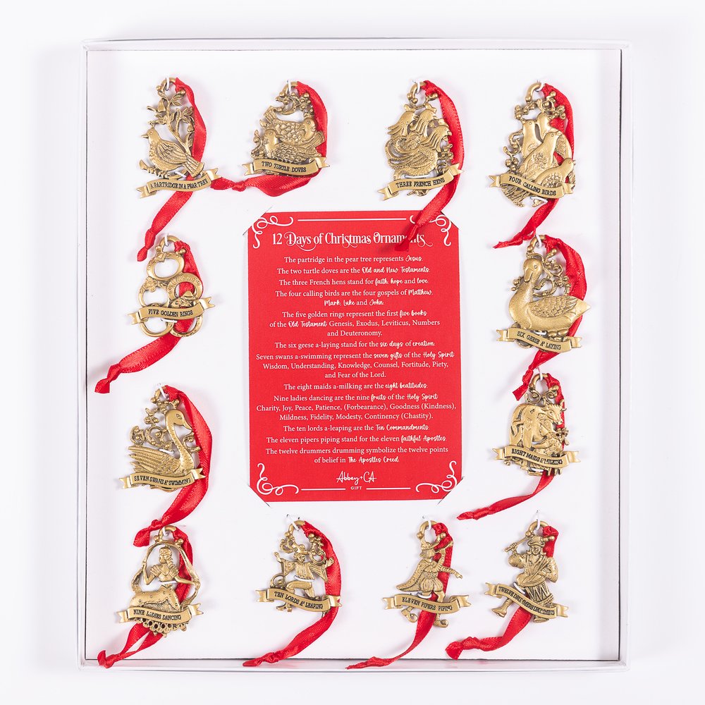 12 Days of Christmas Metal Ornament Set