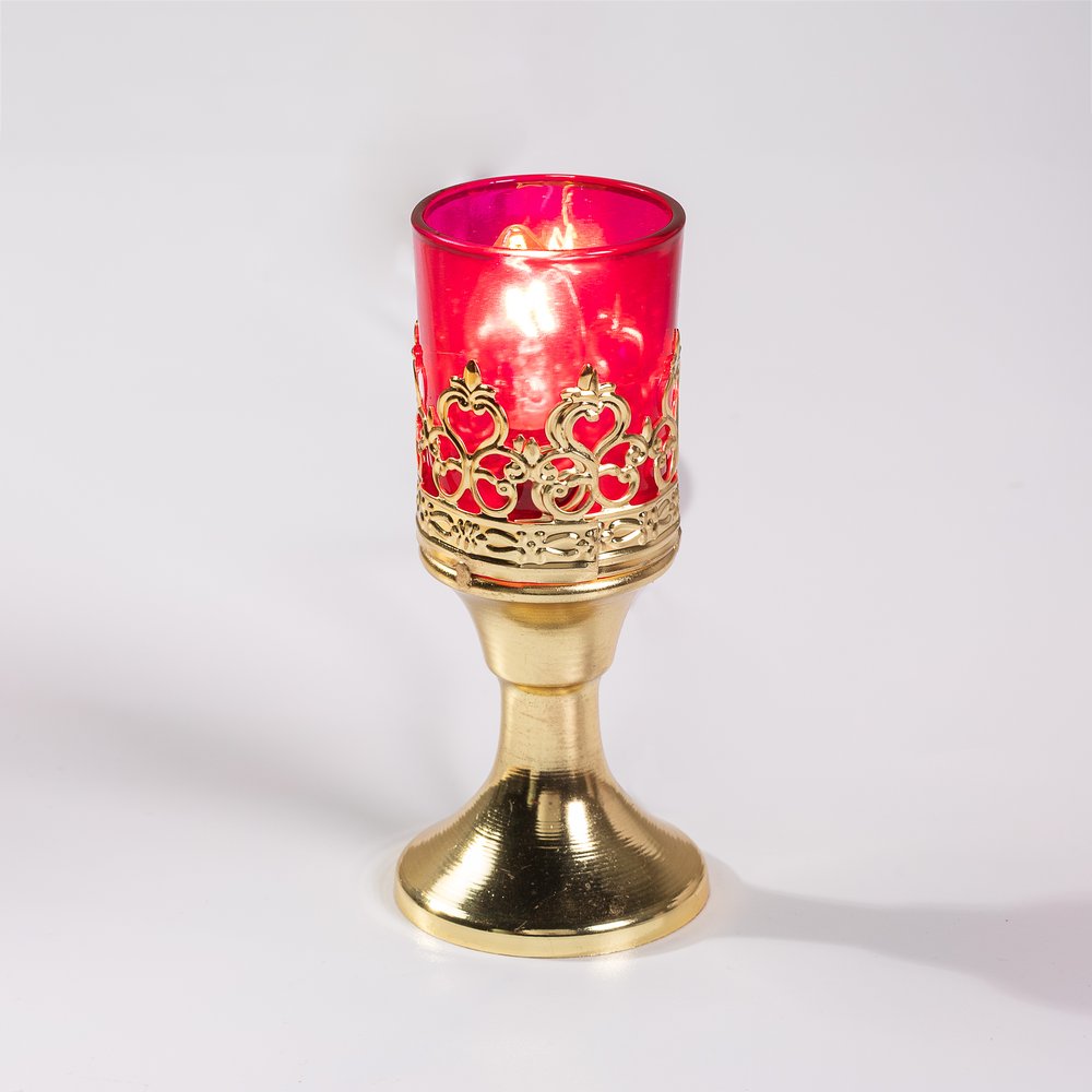 Ruby Glass Standing Electric Votive Candle Holder