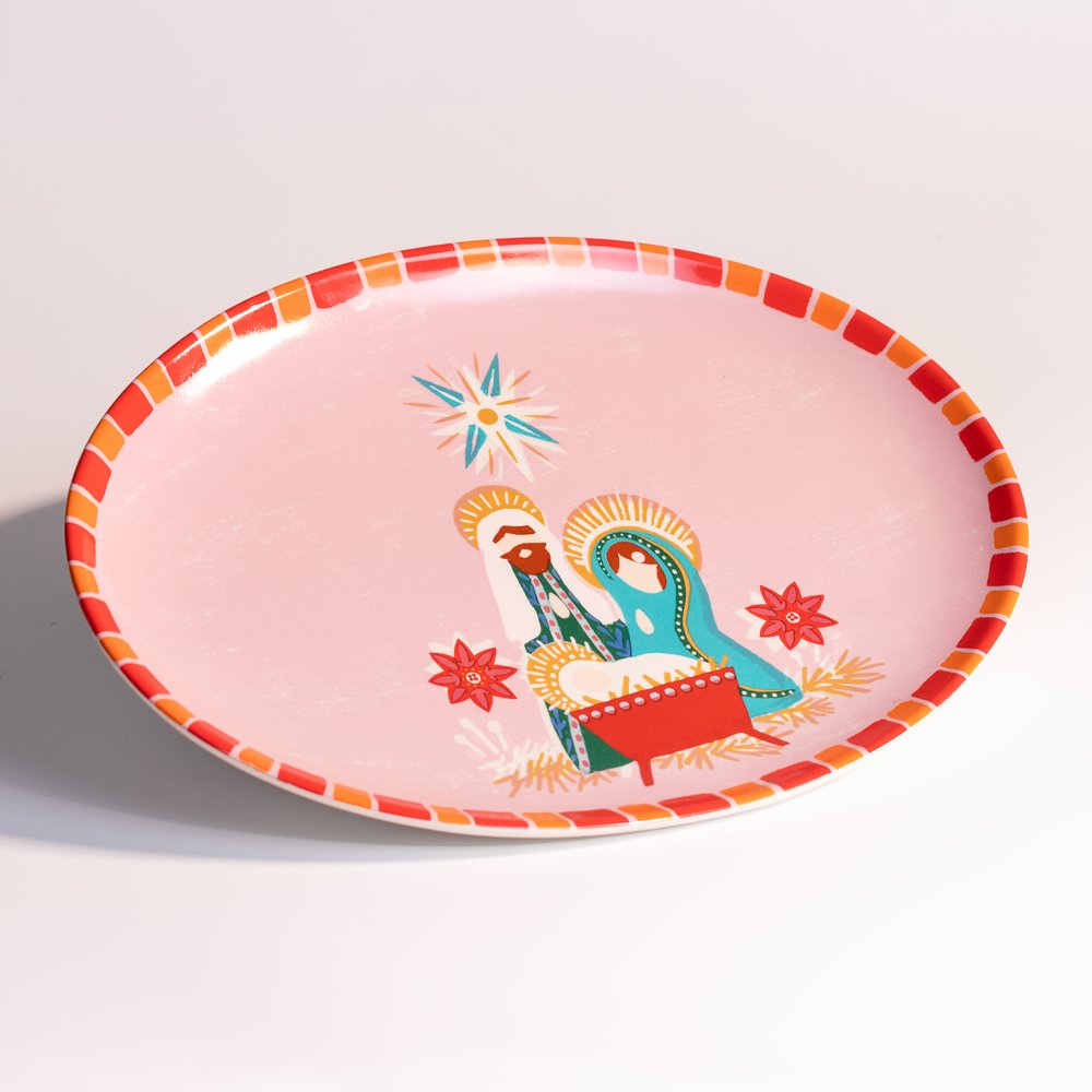 Bright Stoneware Nativity Serving Platter