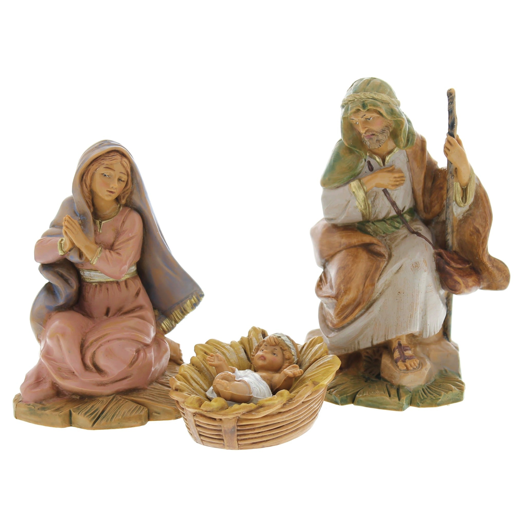 Fontanini 7 Piece Nativity Set with Italian Wood Stable 5" Scale