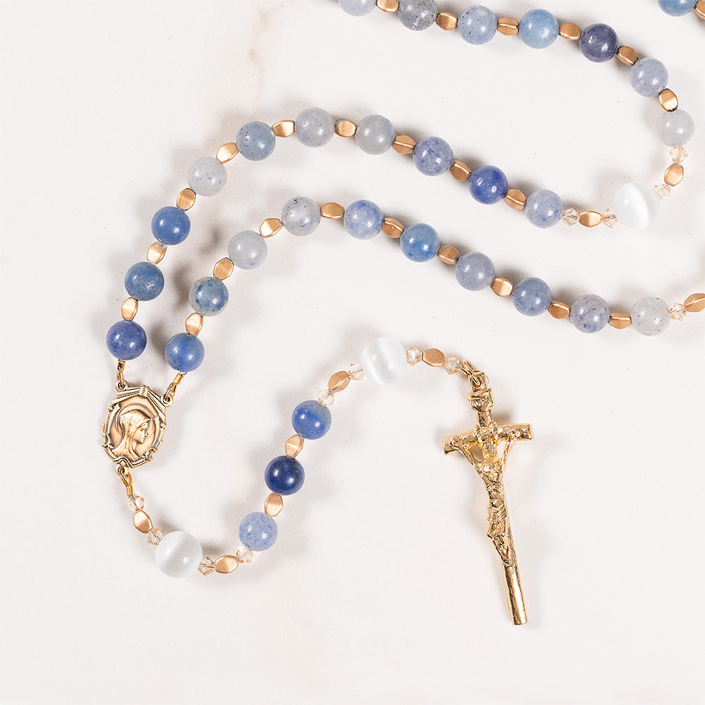 Blue Aventurine Mary Mother of God Rosary