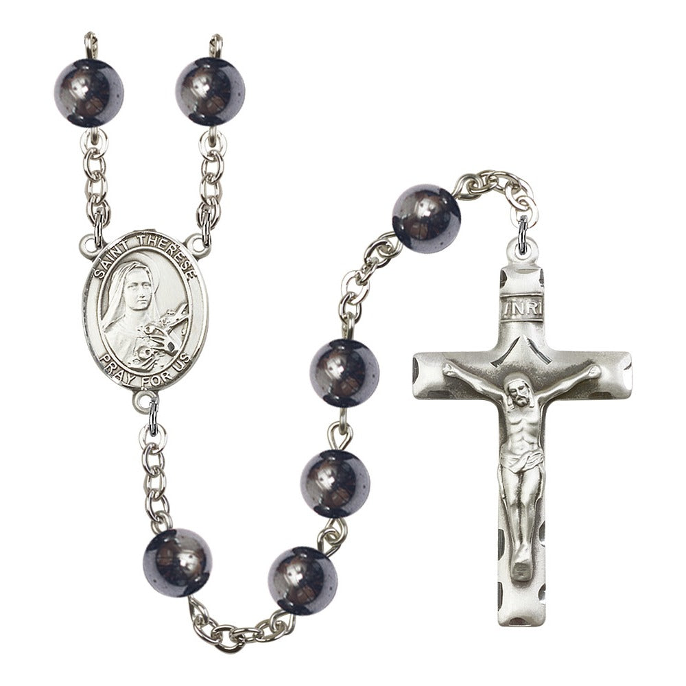 St. Therese Of Lisieux 8mm Hematite Rosary