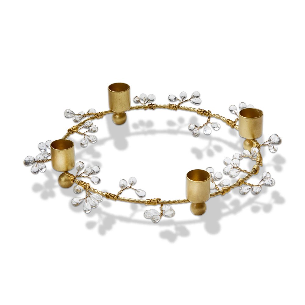 Beaded Glass & Gold Advent Candle Holder