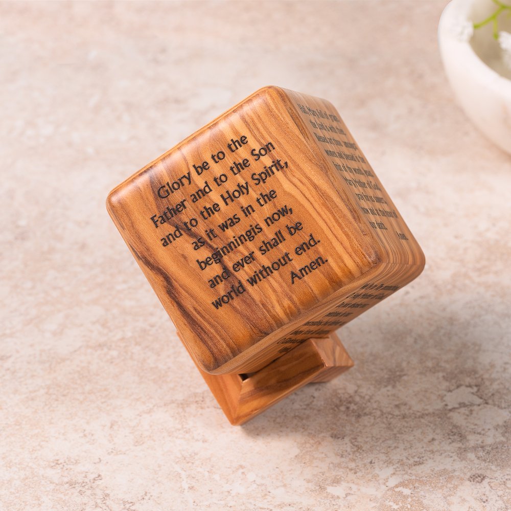 Olive Wood Prayer Cube With Base