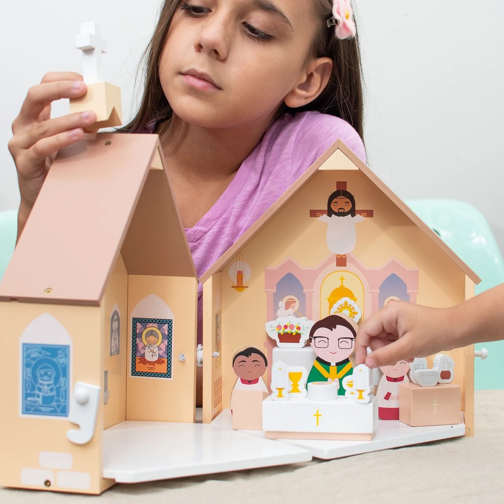 Kids Wooden Catholic Church Play Set