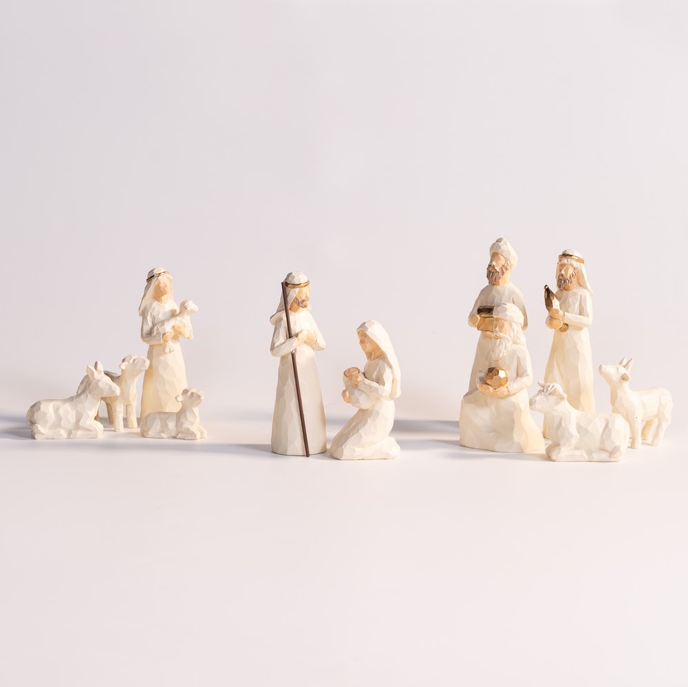 Ivory & Gold Nativity Set - 11 Pieces