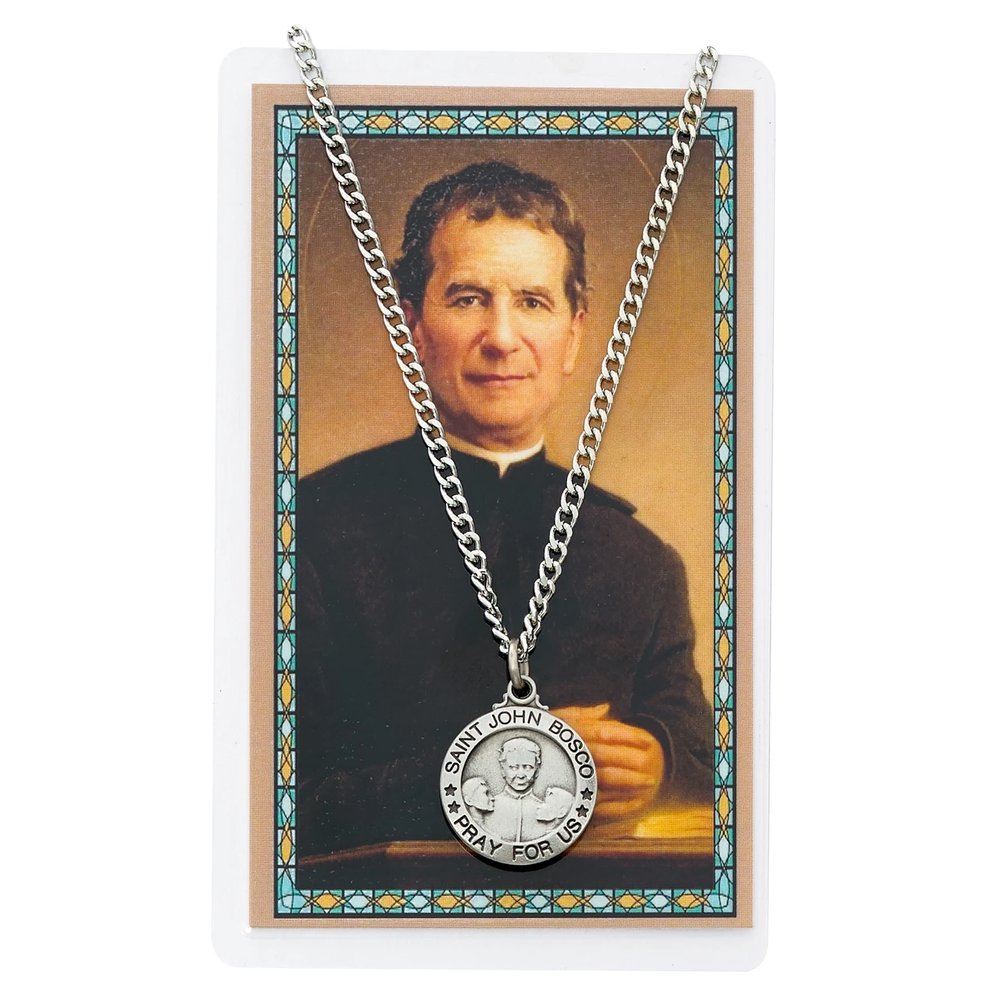 St. John Bosco Necklace & Prayer Card Set