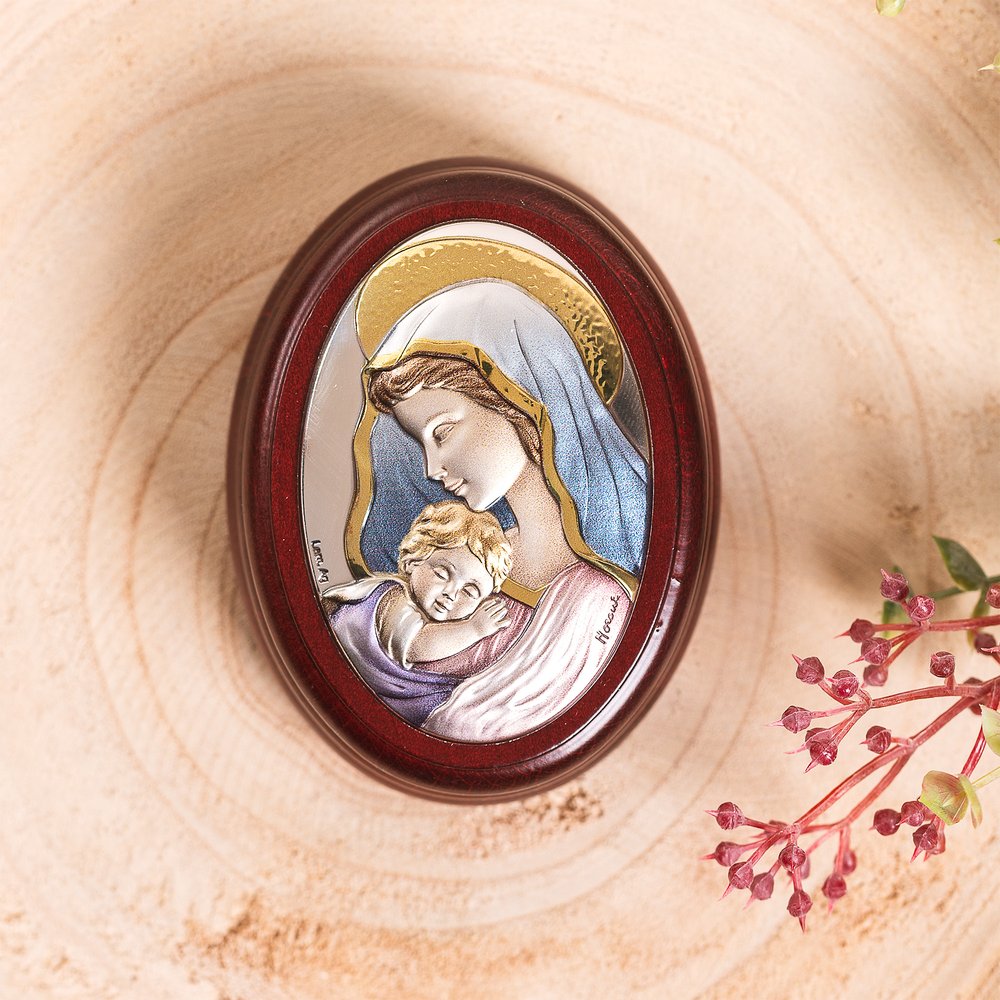 Italian Madonna & Child Rosary Box & Rosary Set