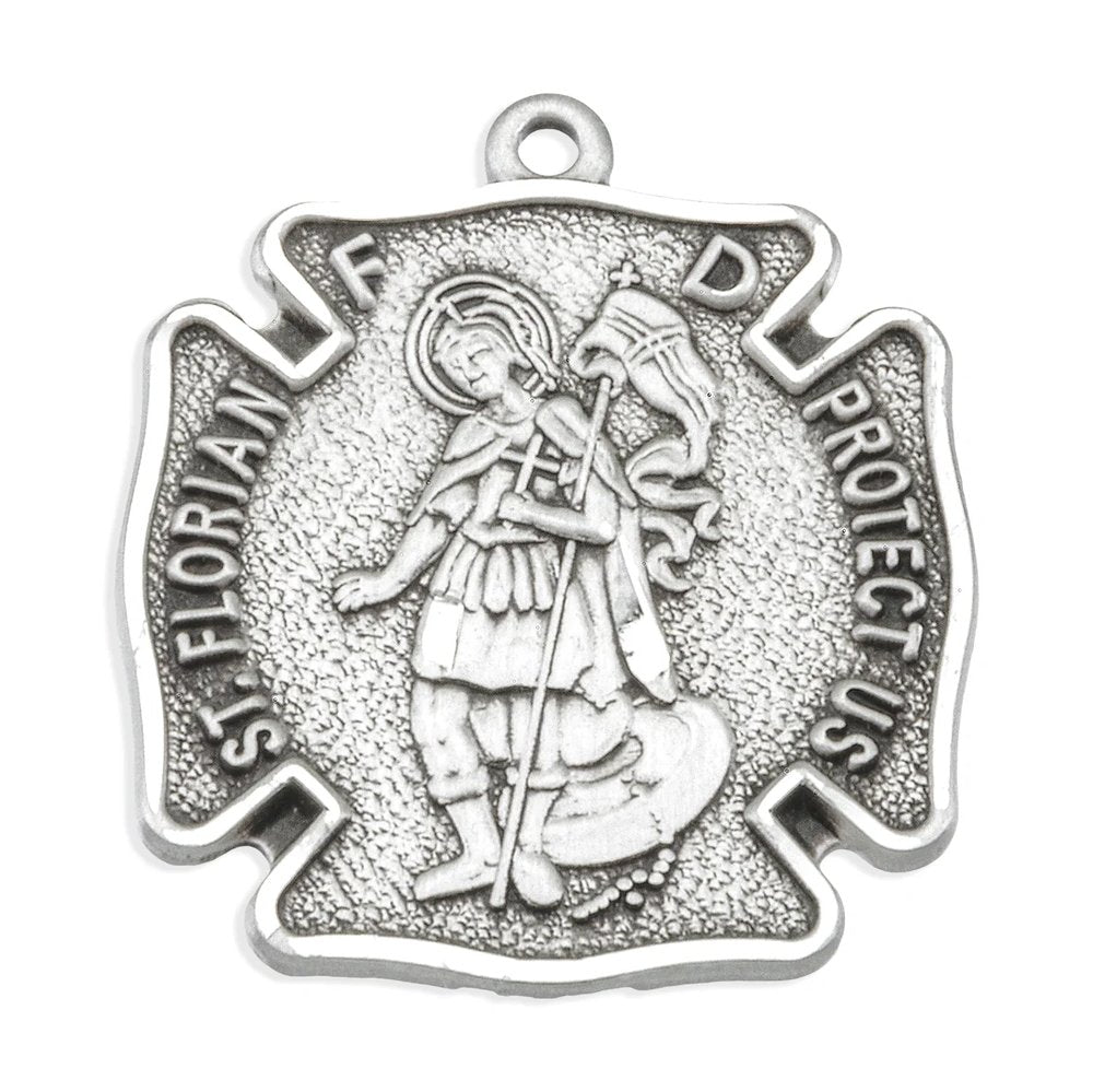 Sterling Silver Firefighter St. Florian Medal Necklace