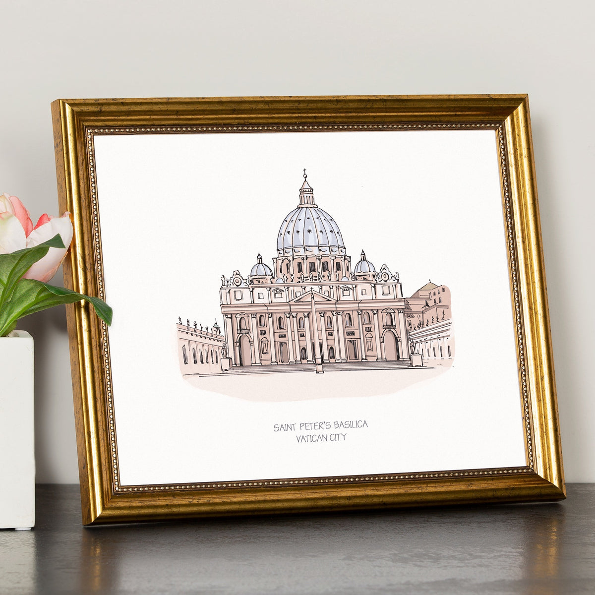 St Peter's Basilica Gold Framed Art Print - 8x10"
