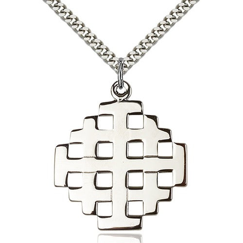 Sterling Silver Jerusalem Cross Pendant 1 3/8 X 1 1/8"