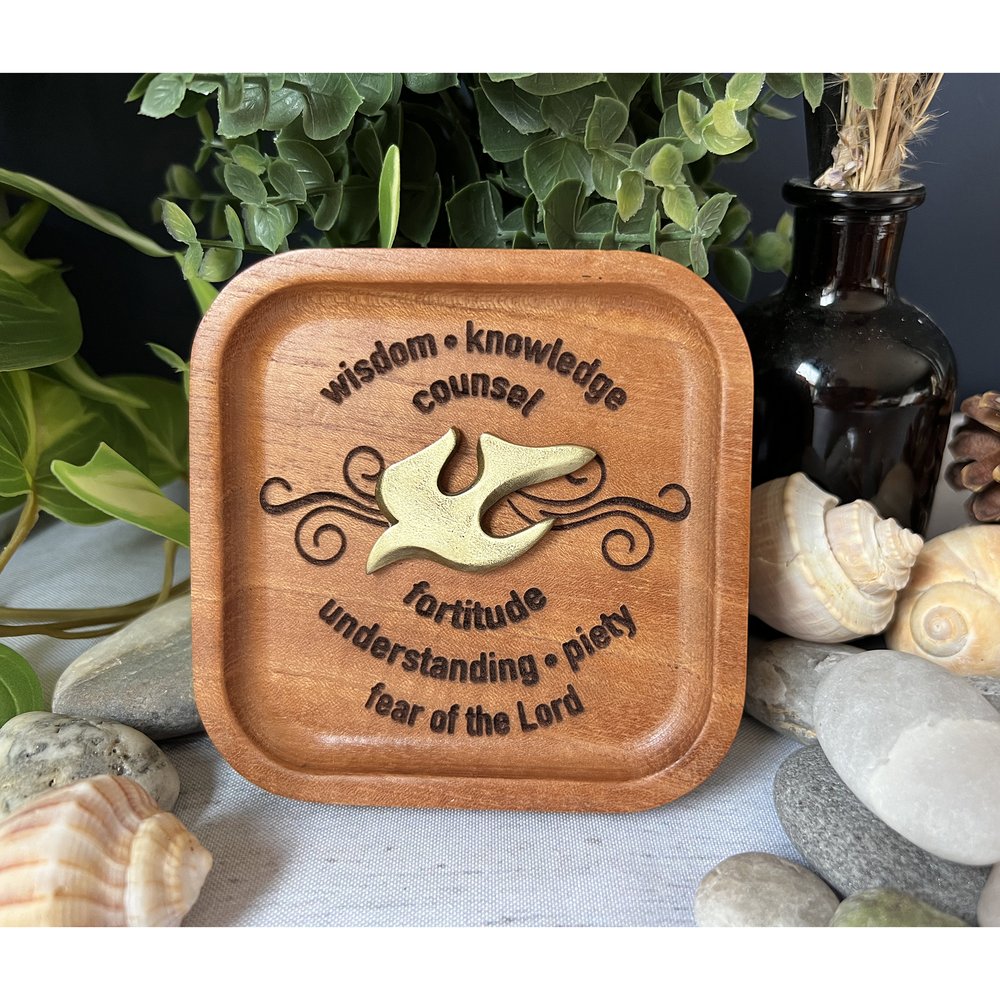 Confirmation Laser Engraved Cedar Trinket Dish With Dove