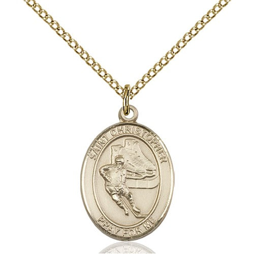 14kt Gold Filled St. Christopher/Hockey Pendant