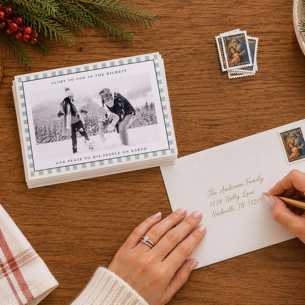 Personalized Glory to God Photo Christmas Cards