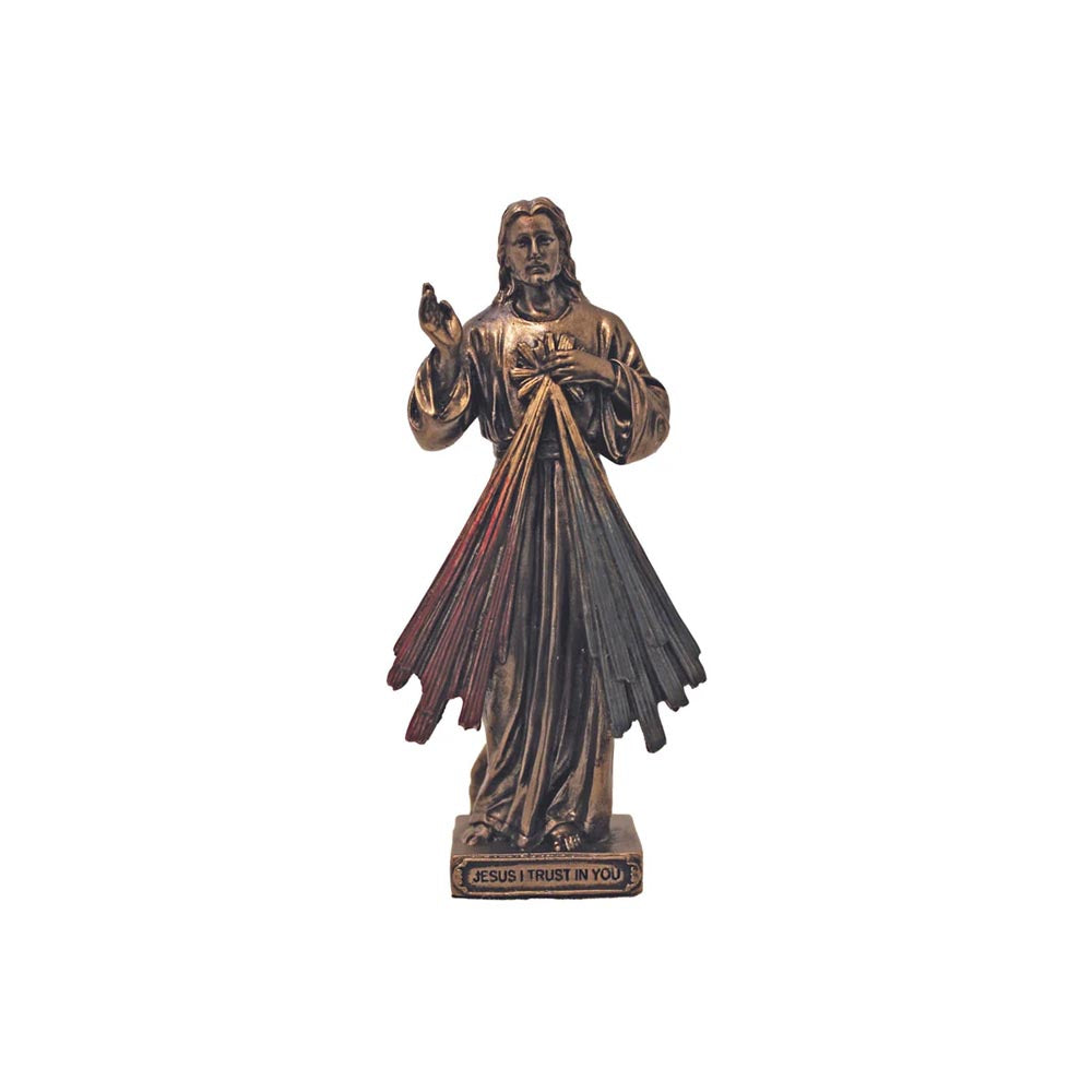 Divine Mercy Hand Painted Cold Cast Bronze Figurine - 3.5"