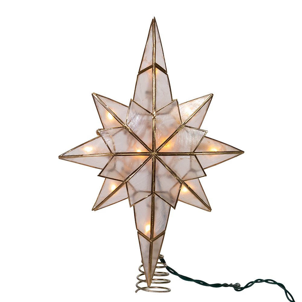 Capiz Star of Bethlehem Multifaceted Tree Topper - 11"