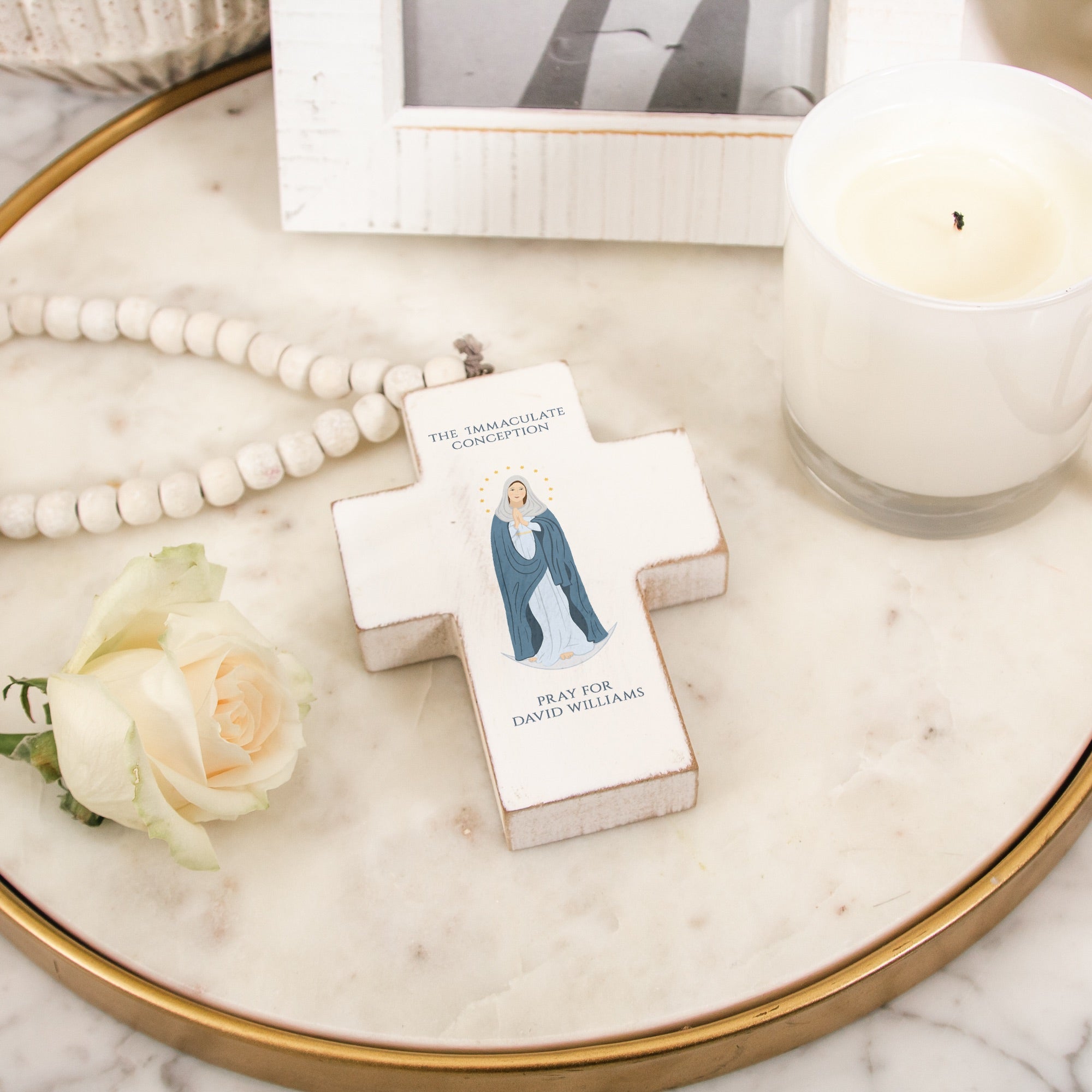 Personalized Immaculate Conception Hanging Cross