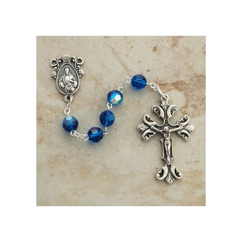 Swarovski Sapphire Blue Rosary, 8mm
