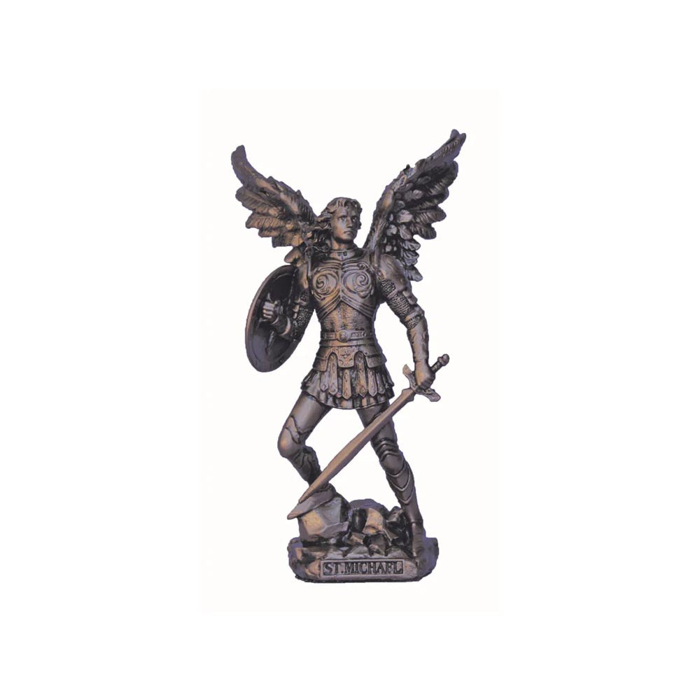 St. Michael Warrior Hand Painted Cold Cast Bronze Figurine - 4"