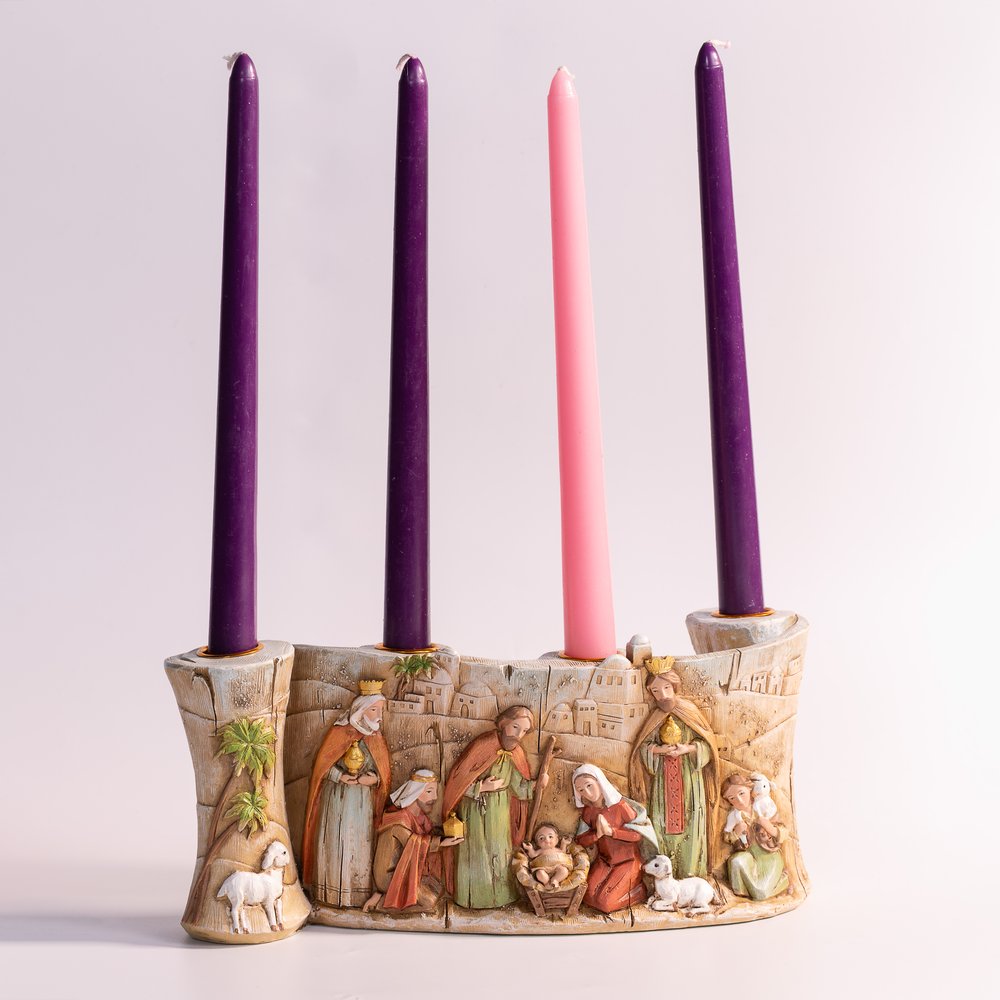 Nativity Scroll Advent Candleholder