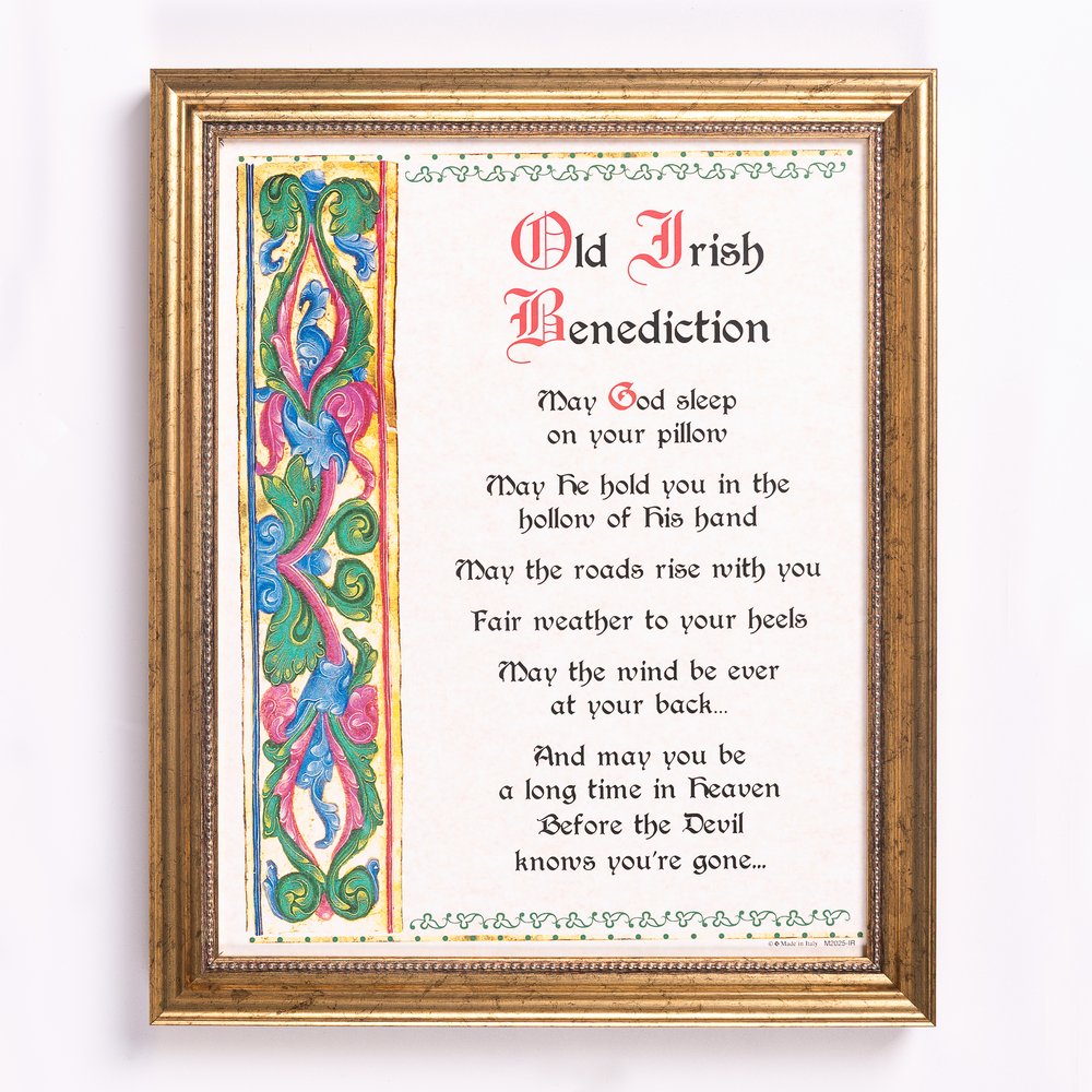 Parchment Style Old Irish Benediction Framed Print - 8" x 10"