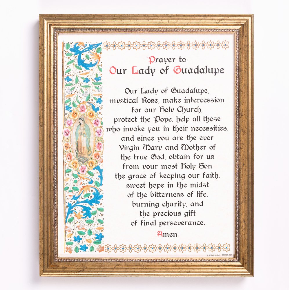 Parchment Style Prayer to Our Lady of Guadalupe Framed Print - 8" x 10"