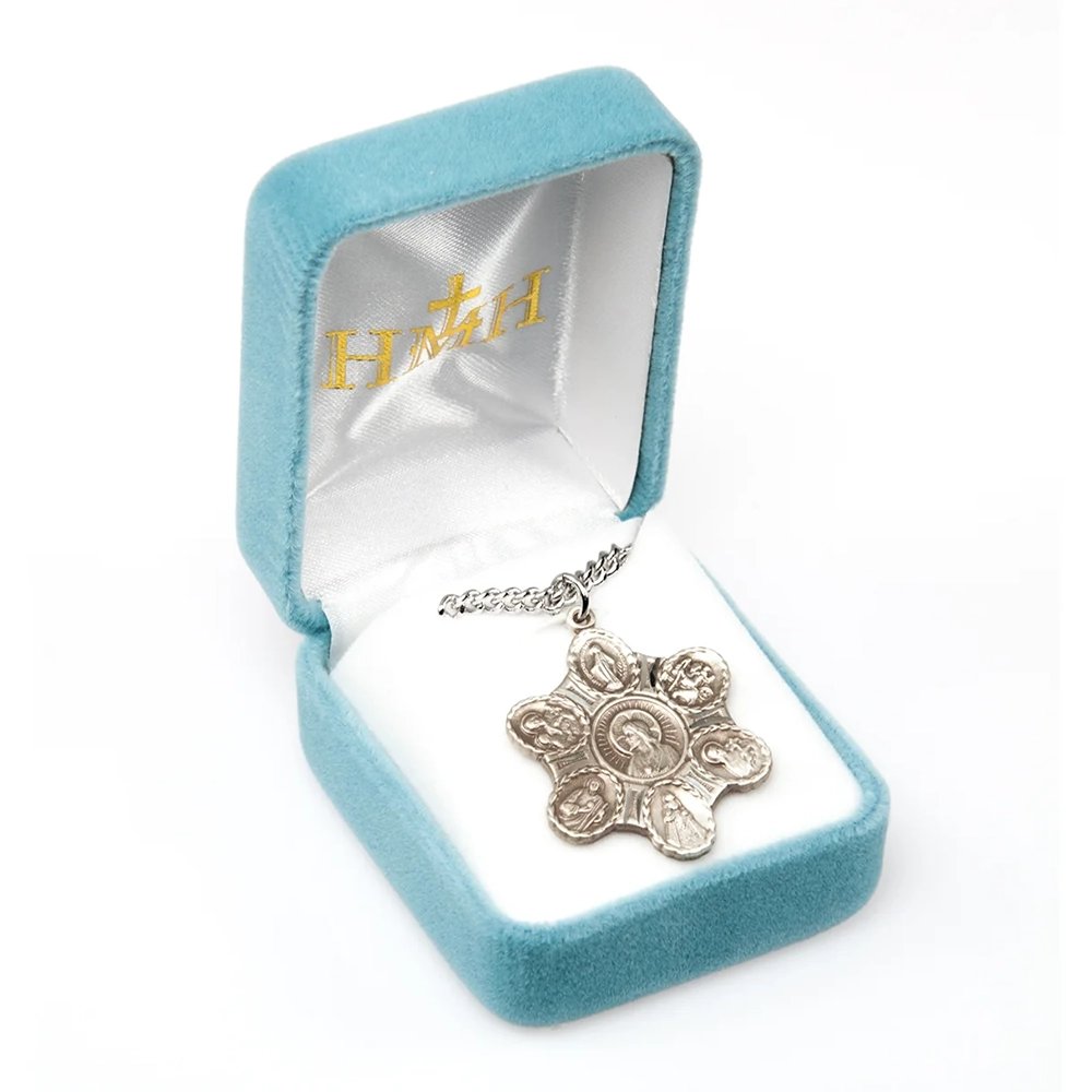 Sterling Silver 7 Way Medal Necklace