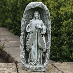 Divine Mercy LED Solar Outdoor Grotto Statue - 19"