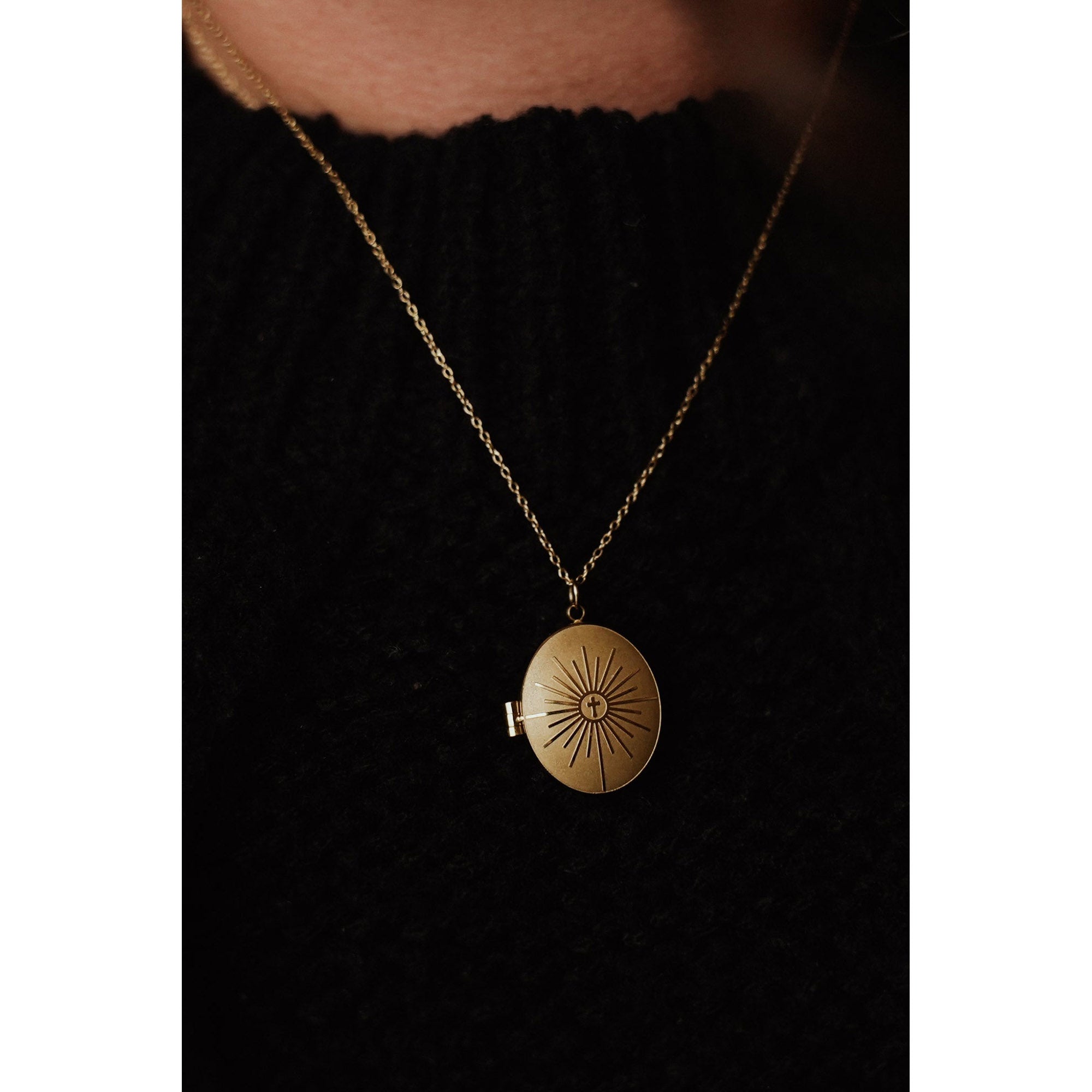 Monstrance Gold Locket Necklace