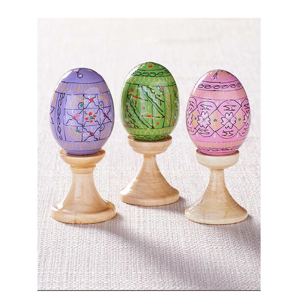Pysanky Pastel Ukrainian Easter Eggs on Stands - Set of 3