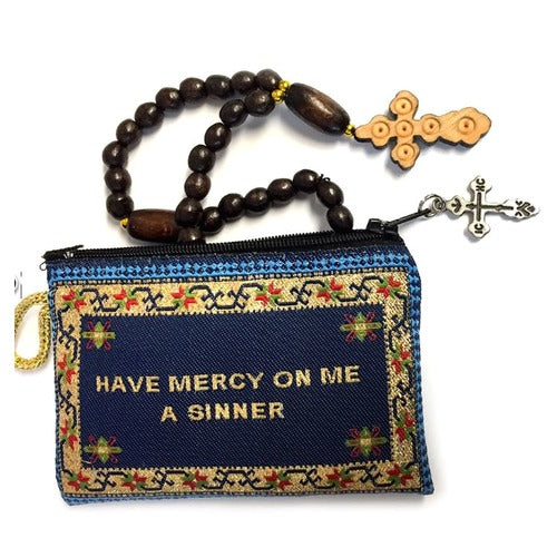 Jesus Prayer Pouch & Wooden Prayer Beads-30 Knot