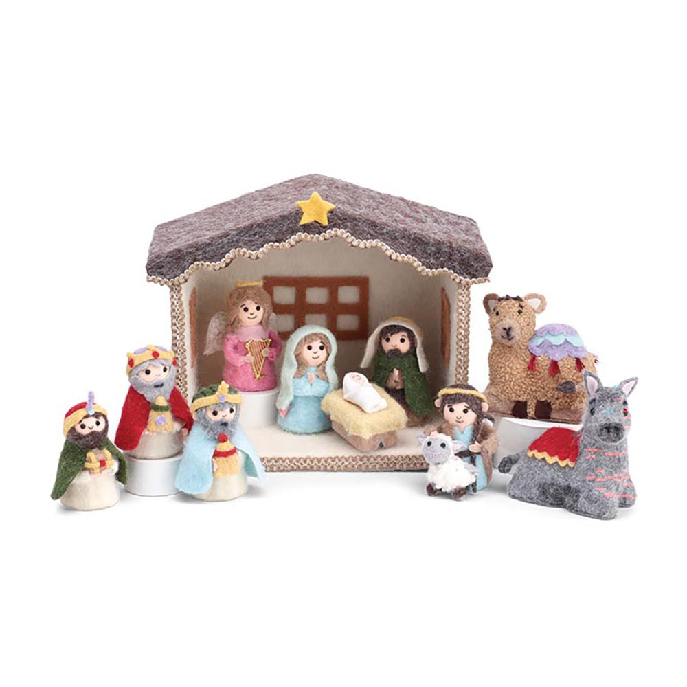 Pastel Colors Felt Nativity Set - 11 Pieces