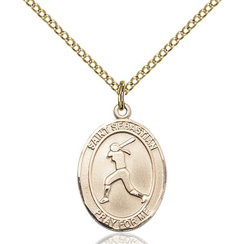 14kt Gold Filled St. Sebastian / Softball Pendant