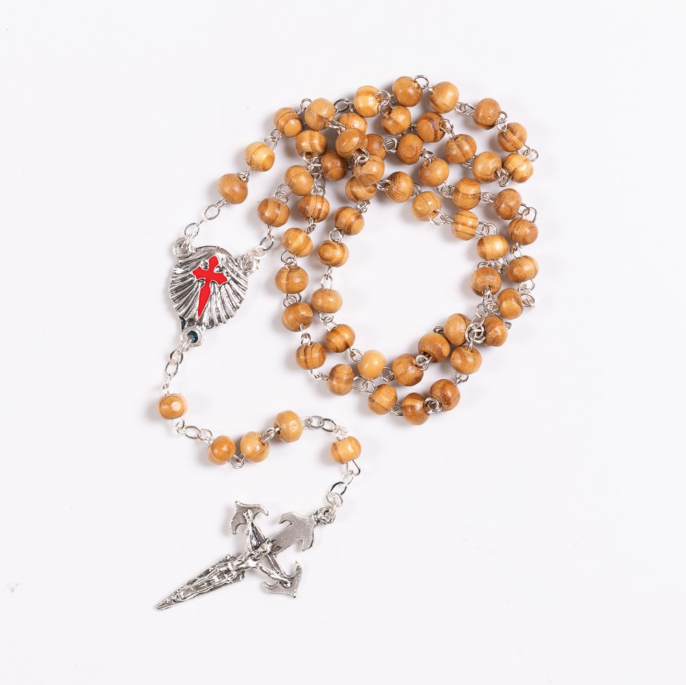 Scallop Shell Wood Rosary & Rosary Keepsake Box