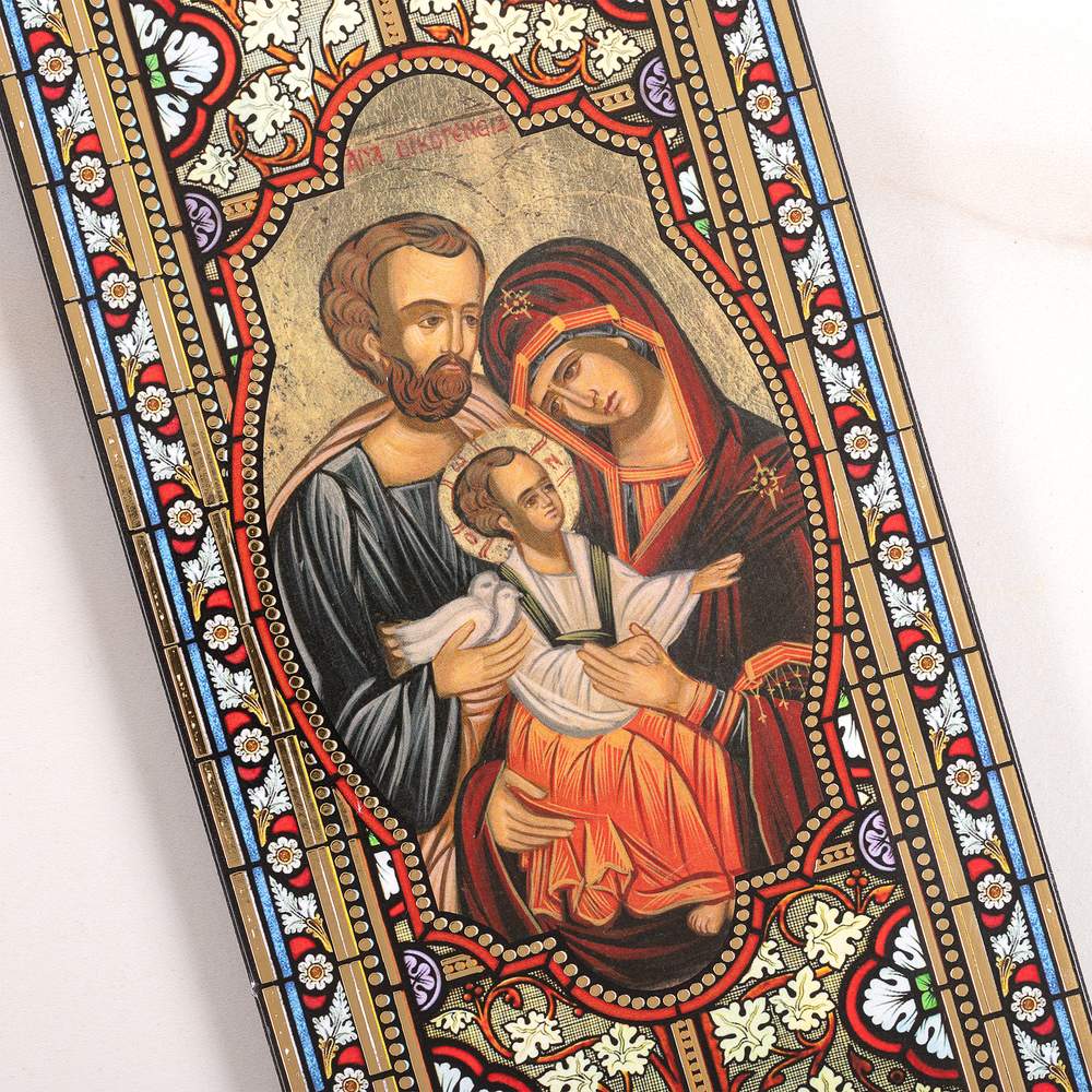 Cathedral Window Holy Family Icon Plaque