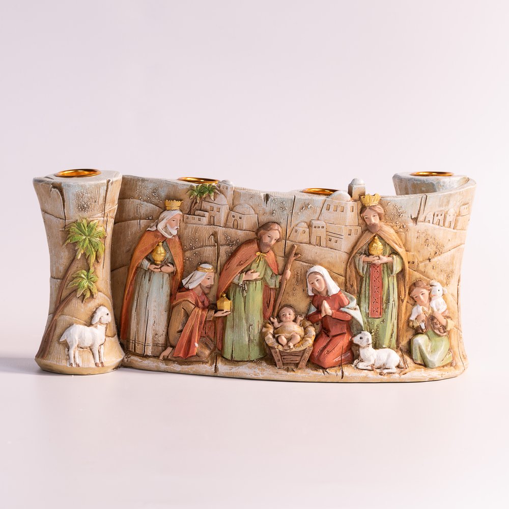 Nativity Scroll Advent Candleholder