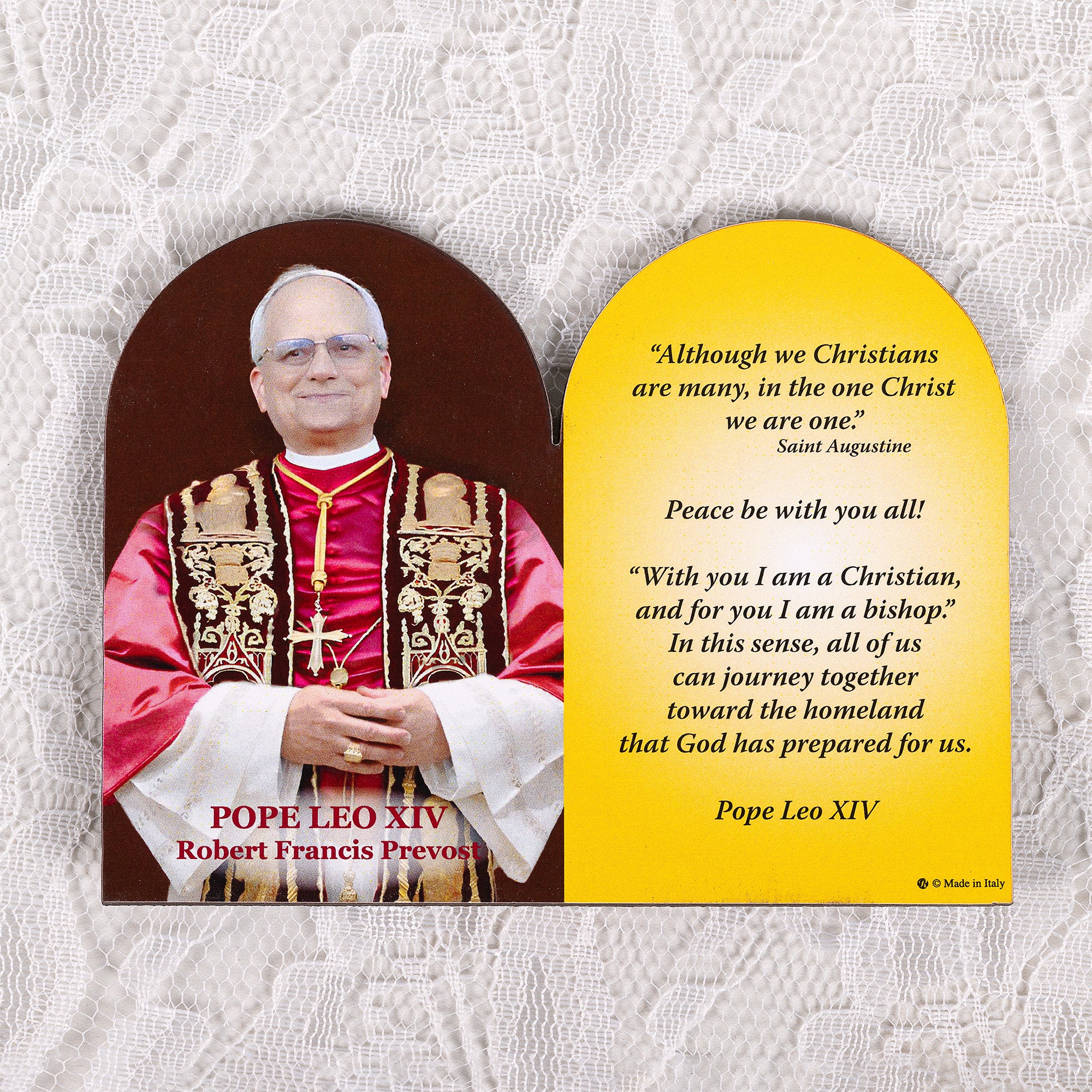 Pope Leo XIV Arched Plaque with Unity Quote