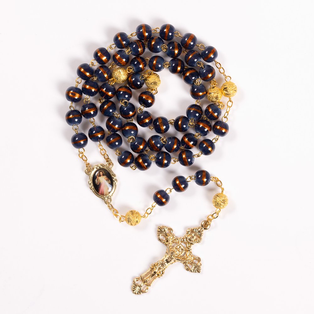 Royal Blue & Gold Divine Mercy Rosary