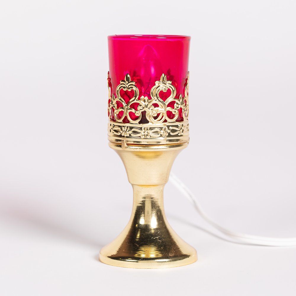 Ruby Glass Standing Electric Votive Candle Holder