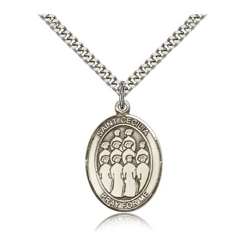Sterling Silver St. Cecilia / Choir Pendant w/ chain