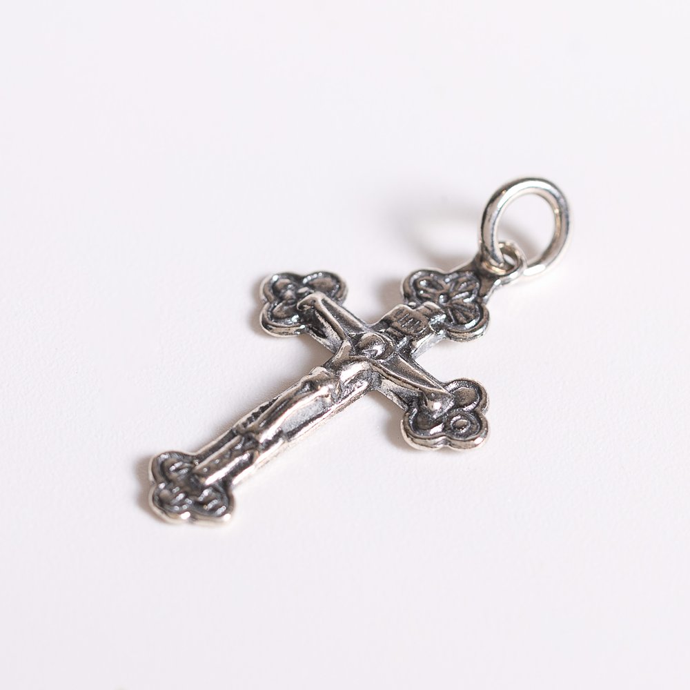 Sterling Silver Medieval Bottony Crucifix Pendant - 1.25"