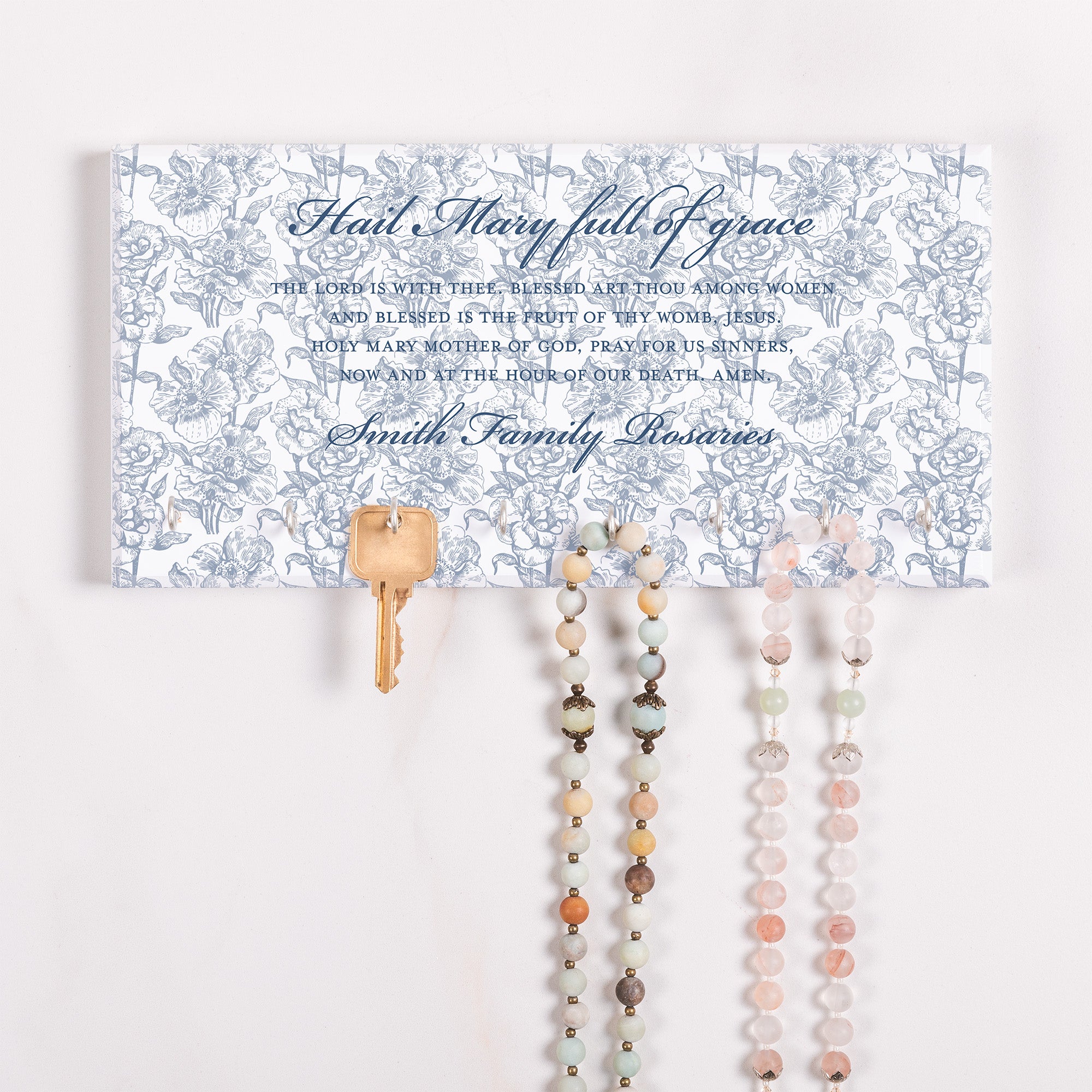 Personalized Hail Mary Toile Rosary Rack