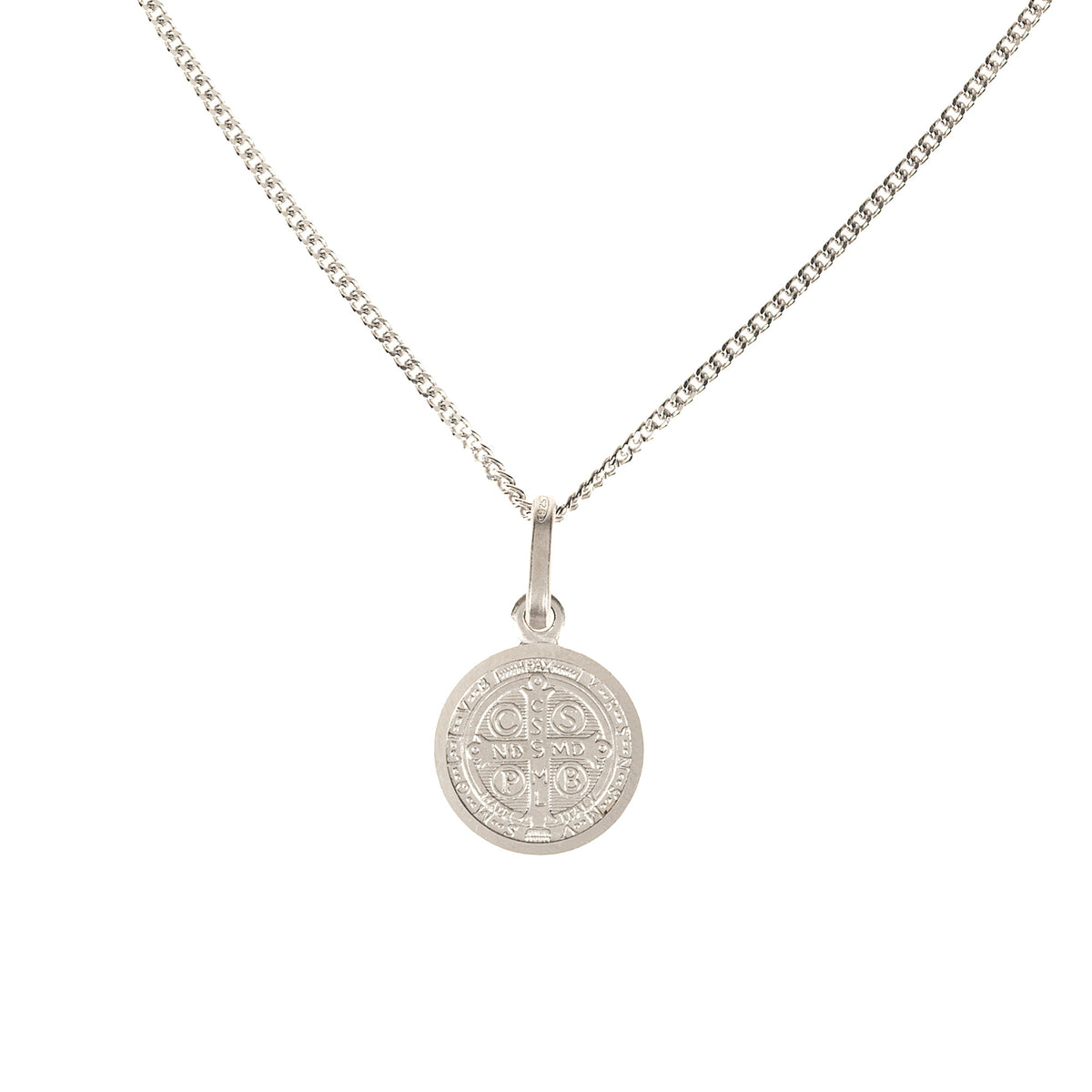 Rhodium Plated Sterling St. Benedict Jubilee Medal Necklace