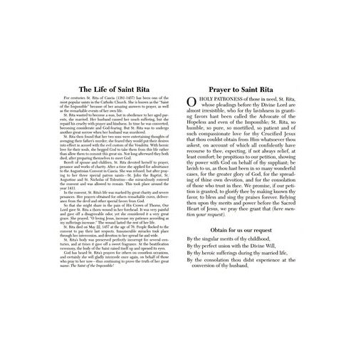 The Prayer to St. Rita Prayercard (Pack of 100)