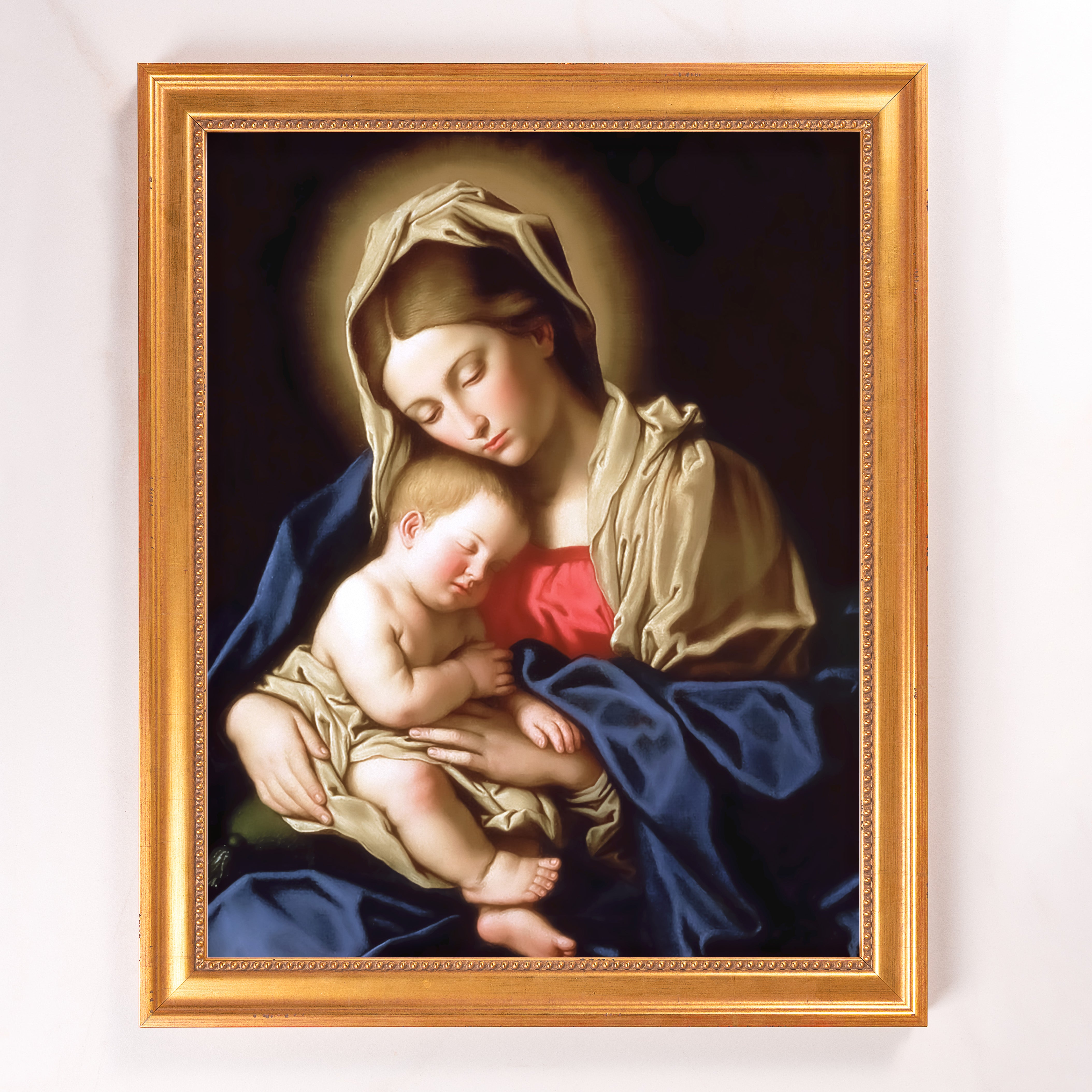 南仏サントロペの港JP Bertaux-Maraisによるオリジナル・リトグラフ Sassoferrato Madonna & Child Framed Canvas - Sacred Signature Collecti