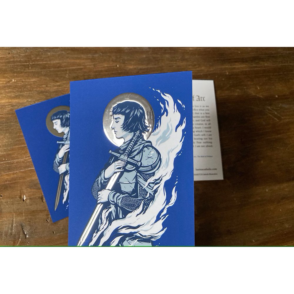 St. Joan of Arc Silver Foiled Prayer Card
