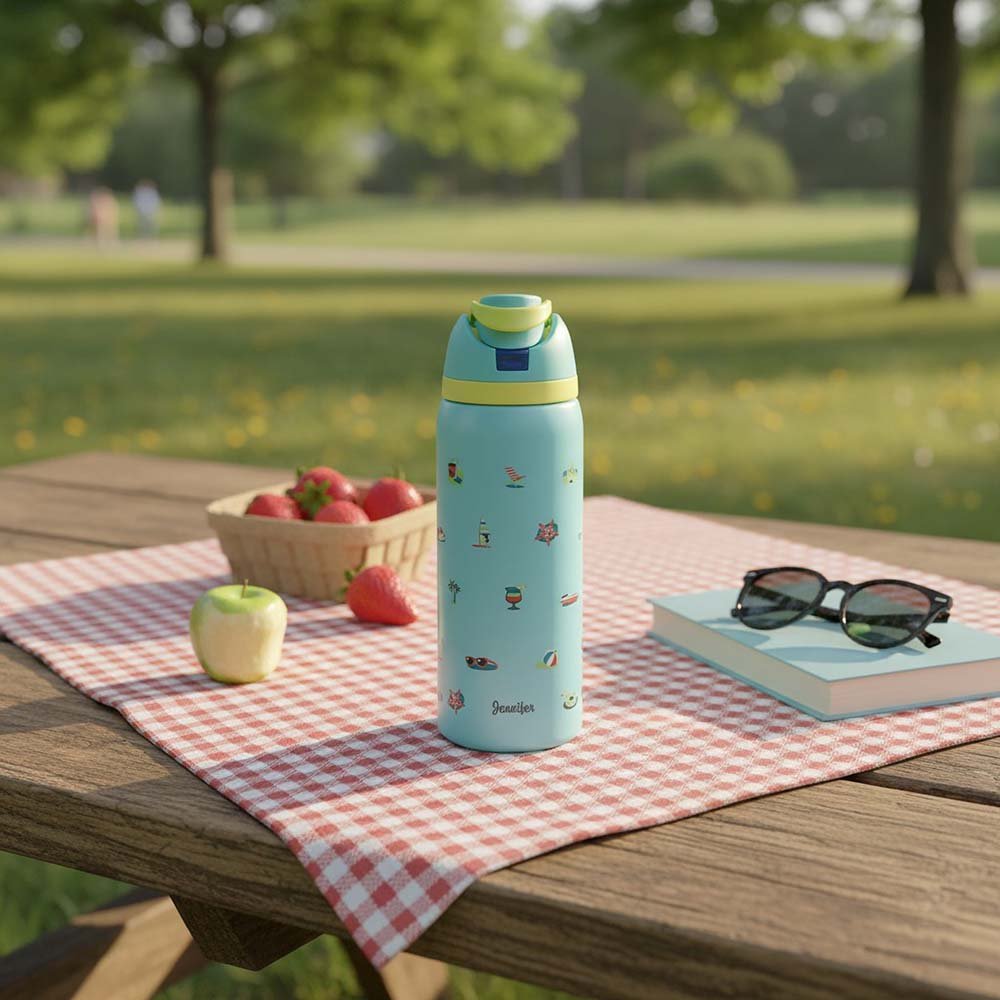 Personalized Deep Waters Teal Beach Water Bottle