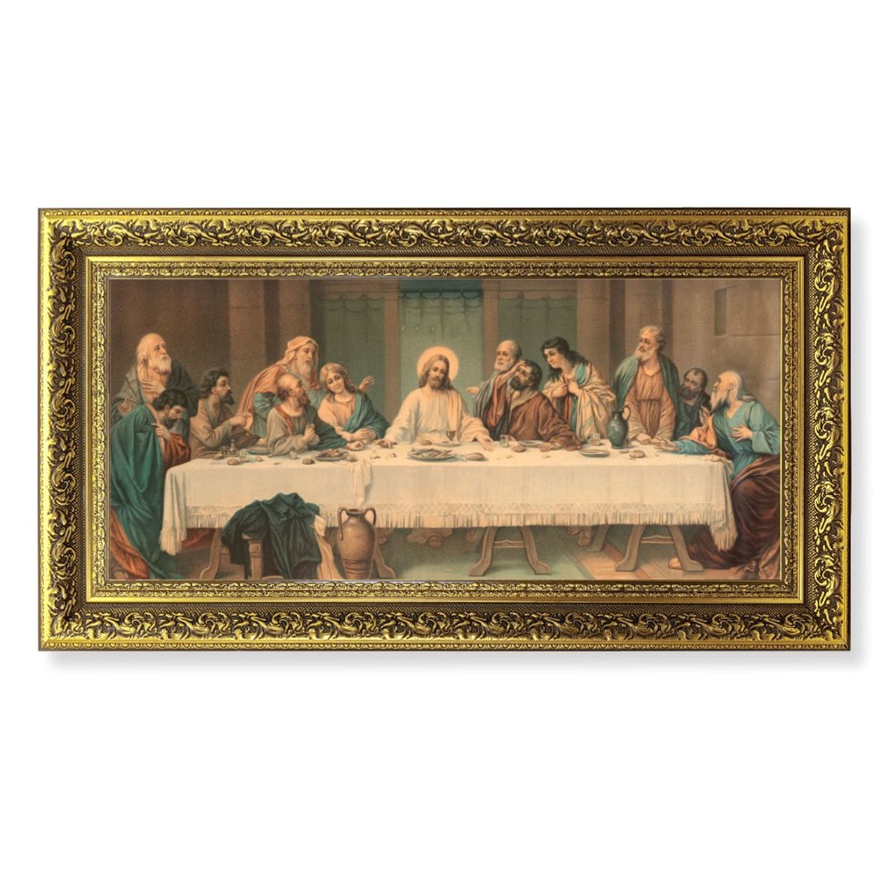 Parietti Last Supper Florentine Gold Framed Print - 11" x 19"